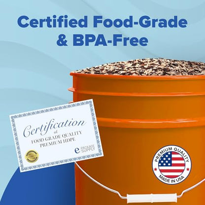5 Gallon Plastic Bucket with Airtight Lid | Food Grade Bucket | BPA-Free | Heavy Duty 90 Mil All Purpose Pail | One 12" Rubber Mallet & One Lid Opener Included | 1 Pack