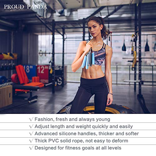 Weighted Jump Rope Workout-1LB Professional Skipping Rope with Adjustable Length and Silicone Comfortable Grips,Heavy Jumpropes Adults Fitness Women Men,Cardio Boxing Endurance Training Exercise - color: Gray