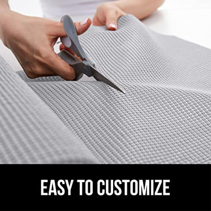 GORILLA GRIP powerGRIP Drawer Shelf and Cabinet Liner, Thick Strong Hold, Non-Adhesive Liners Protect Kitchen Cabinets and Cupboard, Bathroom Drawers, Easy Install, Breathable Mat, 12" x10' Light Gray - color: Light Gray, style: 12" x 10'