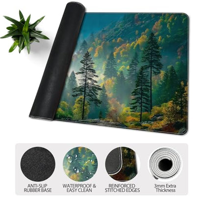 35.4 x 15.7 in, XXL Large Mouse Pad for Desk, Extended Keyboard Mouse Mat for Computer Office, Big Mouse pad with Stitched Edges, Gaming Pc-Mountains and Woods - color: Mountains and Woods