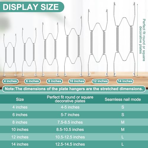 Hotop 12 Pcs Wall Plate Hangers Wire Invisible,4/6/8/10/12/14 Inch,Silver - color: Silver, size: 4/6/8/10/12/14 Inch