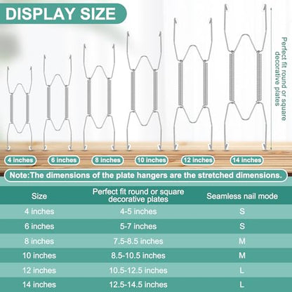 Hotop 12 Pcs Wall Plate Hangers Wire Invisible,4/6/8/10/12/14 Inch,Silver - color: Silver, size: 4/6/8/10/12/14 Inch