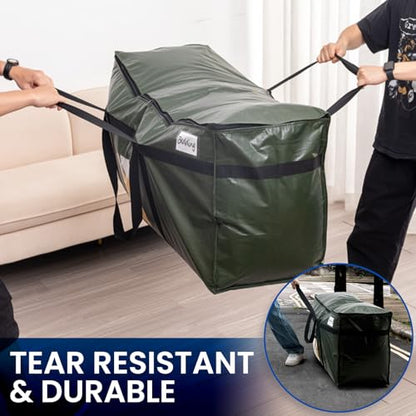 TAILI 69 Gallon Extra Large Storage Bags, XXL Green Heavy Duty Moving Bags For Storage with Visible Window, Wrap Around Handles, Totes for Space Saving, Alternative to Moving Boxes (2 Pack)