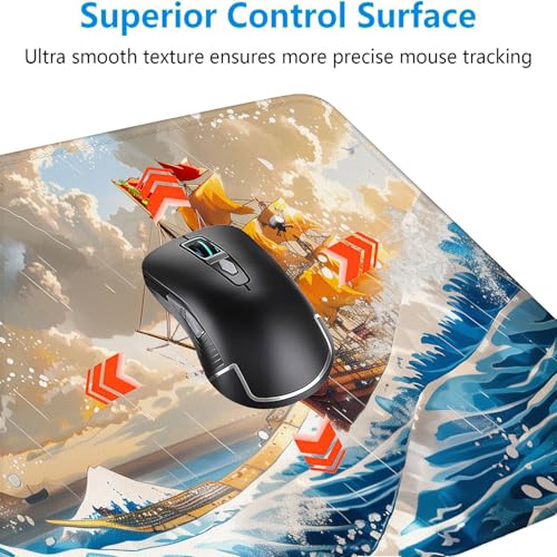 Anime Pirate Ship Desk Pad Mouse Pad The Great Wave Off Kanagawa Mouse Pad Large Mousepad Extended Laptop Keyboard Mat Gaming Desk Pad Mouse Mat Office Computer Keyboard Laptop Home 31.5"x11.8" - color: Anime Pirate Ship_009, size: 11.8" x 31.5"