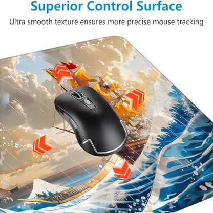 Anime Pirate Ship Desk Pad Mouse Pad The Great Wave Off Kanagawa Mouse Pad Large Mousepad Extended Laptop Keyboard Mat Gaming Desk Pad Mouse Mat Office Computer Keyboard Laptop Home 31.5"x11.8" - color: Anime Pirate Ship_009, size: 11.8" x 31.5"