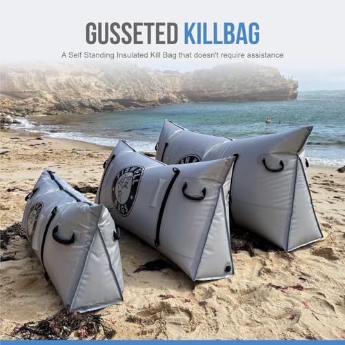 Gusseted Insulated Fish Cooler - Zipper Waterproof Nylon Bag - Portable and Leakproof With Heavy Duty Handles for Travel, Outdoor, Fishing - size: 55 x 24 Inch
