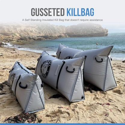 Gusseted Insulated Fish Cooler - Zipper Waterproof Nylon Bag - Portable and Leakproof With Heavy Duty Handles for Travel, Outdoor, Fishing - size: 55 x 24 Inch