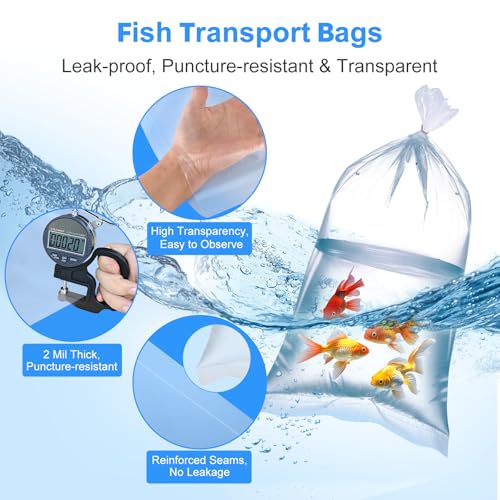 Aquarium Fish Bags, Clear Transportation Bag, Waterproof & Leak-proof Poly Shipping Bags for Storing and Transporting Live Fish (6" x 12" 100pcs) - size: 6" x 12" 100pcs