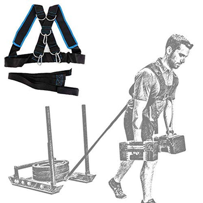 Sled Harness Tire Pulling Harness, Sled Shoulder Harness Adjustable Fitness Workout Speed Training Trainer Belt with Pull Strap for Pulling Speed Training, | Fitness Drag Belt, Nylon Webbing, Shoulder Strap with Tow Line, for Tire Pulling and Sprint Drill