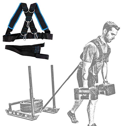 Sled Harness Tire Pulling Harness, Sled Shoulder Harness Adjustable Fitness Workout Speed Training Trainer Belt with Pull Strap for Pulling Speed Training, | Fitness Drag Belt, Nylon Webbing, Shoulder Strap with Tow Line, for Tire Pulling and Sprint Drill