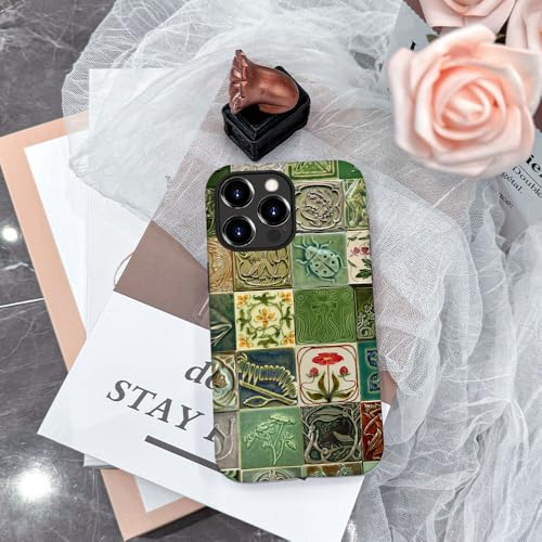 Compatible with iPhone 14 Pro Max,Durable & Shockproof Phone Case Cover Design - Collage Tiles Vines Snails Nature - color: Collage Tiles Vines Snails Nature, size: iPhone 14 Pro Max