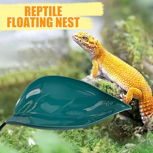 Turtle Basking Area - Floating Terrarium Creatures, Reptile Tank Leaf Terrace | Climb Support Pad, Suction Accessory Rest Spot, Gecko Toad Frog Deck for Garden Aquatic Display - color: Dark green
