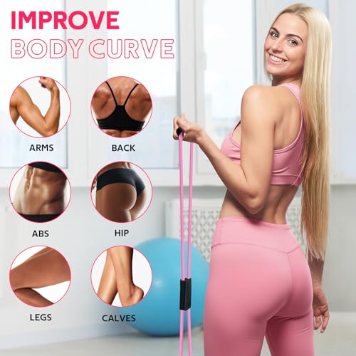 WALITO Home Pilates Kit for Women,Pilates Ring Set with Magic Circle,Resistance Bands,Figure 8 Workout Bands,Mini Ball, Compact Toning Fitness Essentials Starter Set Accessories Gift - color: PINK SET