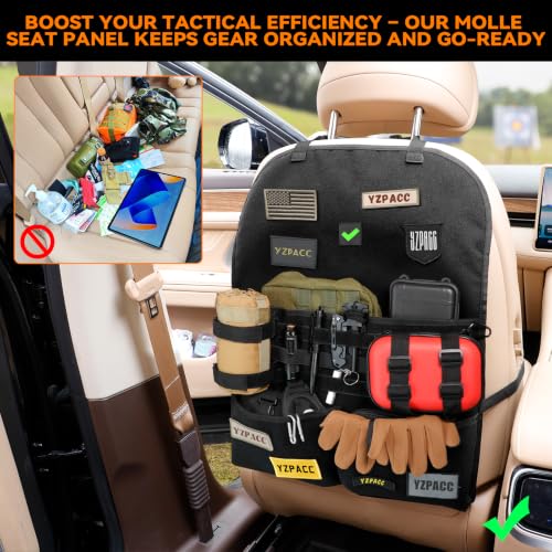 Universal Tactical Patch Display Board Hook & Loop Panel and Tactical MOLLE Seat Organizer for Trucks/SUVs - style: Seat Organizer&Fixed Straps