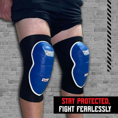 Combat Sports MMA Advanced IMF Tech™ Knee Pads – Injected Molded Foam, Leather Striking Surface, Neoprene Sleeve Support (Regular, New) - size: Regular, New