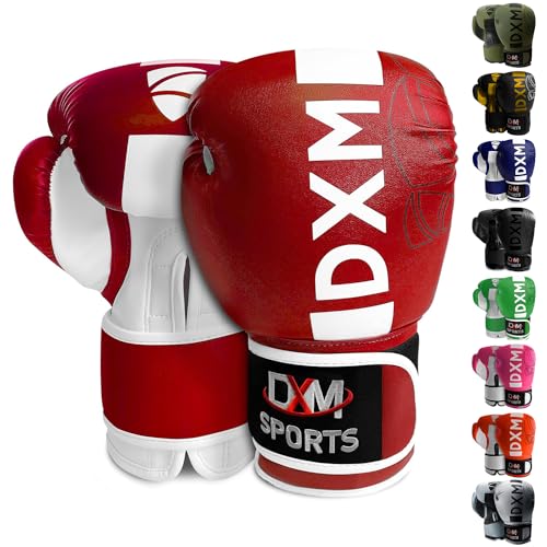 Boxing Gloves for Men & Women, Boxing Training Gloves, Kickboxing Gloves, Sparring Gloves, Heavy Bag Workout Gloves for Boxing, Kickboxing, Muay Thai, MMA - color: Red & White, size: 12 oz