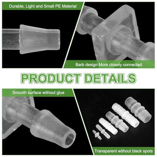 MECCANIXITY 10pcs Plastic Hose Barb Fitting, 1/8" Barbed Hose Pipe Fitting Splicer Mender Joint Adapter for Water Liquid Fuel Line Tube, Clear - color: Clear, size: 1/8 Inch