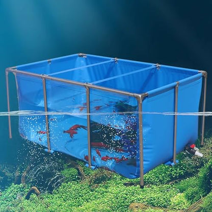 PVC Canvas Liners Above Ground Koi Fish Pond with Transparent Viewing Window and Stainless Steel Frame, Large Outdoor Aquarium Fish Tank for Turtle/Goldfish Farming, Foldable(39.3"x23.6"x19.7") - size: 39.3"x23.6"x19.7"