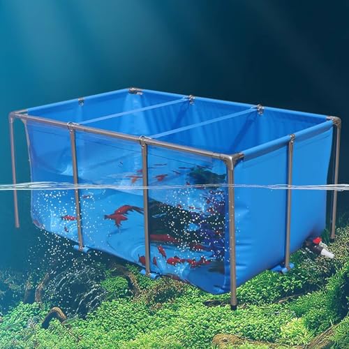 PVC Canvas Liners Above Ground Koi Fish Pond with Transparent Viewing Window and Stainless Steel Frame, Large Outdoor Aquarium Fish Tank for Turtle/Goldfish Farming, Foldable(39.3"x23.6"x19.7") - size: 39.3"x23.6"x19.7"