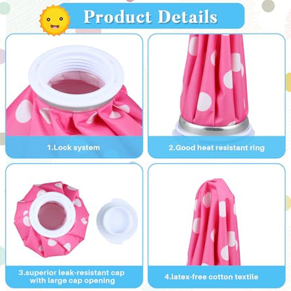 Honoson 4 Pack Reusable Ice Bags Hot Cold Bag Leakproof,Stylish Style | Reusable Ice Pack, Ice Bags Hot Water Bag,Screw Cap No-Leak Elastic Breathable for Sports & Home Use,Wide Opening Easy Fill - style: Stylish