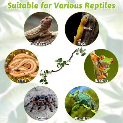Flexible Bend-A-Branch Climbing Reptile Jungle Vines Snake Climbing Branch for Terrarium Plants Crested Gecko Tank Accessories for Leopard Gecko Lizard Chameleon Frog (Green)