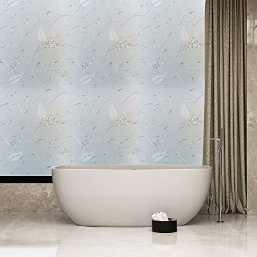 Frosted Privacy Glass Window Film, Vinyl Decorative Window Decals, Static Clings No-Glue Removable Window Film for Home Bathroom Living Room (35.4 x 78.7 inch)
