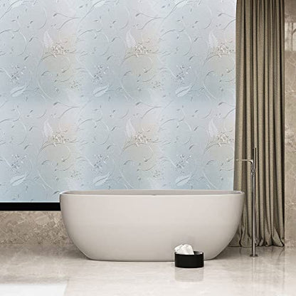 Frosted Privacy Glass Window Film, Vinyl Decorative Window Decals, Static Clings No-Glue Removable Window Film for Home Bathroom Living Room (23.6 x 78.7 inch) - size: 23.6'' x 78.7'' (60 x 200 cm)