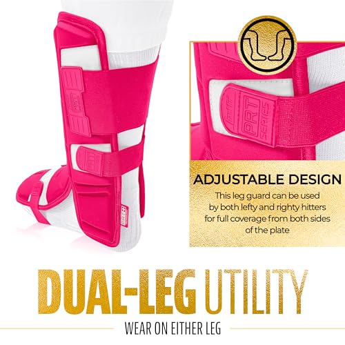 Franklin Sports Baseball + Softball Leg Guard - PRT Series Adult - Protective Leg + Ankle Guard + Toe Plate - One Size - color: Optic Pink, size: Adult
