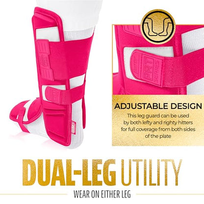 Franklin Sports Baseball + Softball Leg Guard - PRT Series Adult - Protective Leg + Ankle Guard + Toe Plate - One Size - color: Optic Pink, size: Adult