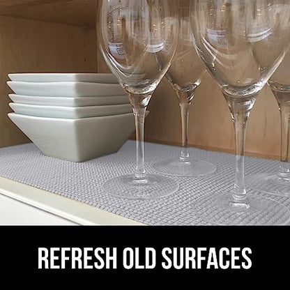 GORILLA GRIP powerGRIP Drawer Shelf and Cabinet Liner, Thick Strong Hold, Non-Adhesive Liners Protect Kitchen Cabinets and Cupboard, Bathroom Drawers, Easy Install, Breathable Mat, 12" x10' Light Gray - color: Light Gray, style: 12" x 10'