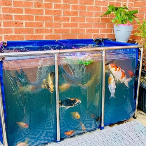 Above Ground PVC Fish Pond with Transparent Window, Drain Valve, & Durable Canvas - Multifunctional Water Tank Cistern for Temporary Aquatic Culture - size: 150x100x61cm