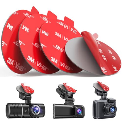 Sticky Adhesive Pad Replacement for Dash Cam Suction Cup Mount, 4pcs 2.2" 3M VHB Round Heat Resistant Double Sided Mounting Sticker Tape for Dashcam Car Dashboard Windshield Camera GPS Holder