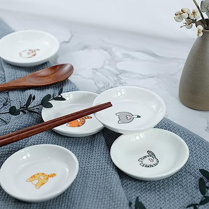 Super Cute Funny Cat Butts Ceramic Sauce Dish/Seasoning Dish/Sushi Soy Dipping Bowl/Appetizer Plates/Serving Dish for Kitchen Home(Set of 6) - color: Cat Butts