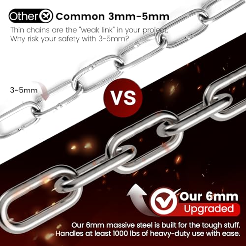 sprookber 67" Hanging Swing Chain,1000 lb Capacity,6 mm 304 Stainless Steel - color: Silver, size: 2 PACK 67inch