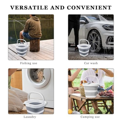 Collapsible Bucket, 2.6 Gallon/ 10L Foldable Square Tub Lightweight Washing Tub, Multipurpose Wash Bin for House Outdoor Car Washing, Portable Mop Bucket for Sand or Beach
