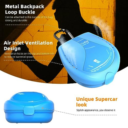 Sports Mouthguard Case, Durable Protective Box for Football & Basketball - color: Blue