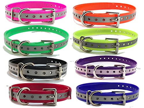 Waterproof TPU Replacement Strap for Dog Training Collar, 27.5 in - color: Orange Reflect
