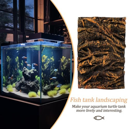 Toddmomy 3D Tree Root Aquarium Background Board Lightweight Reptile Tank Backdrop Panel for Fish Tank Turtle Enclosure 17.71X11.81X1.77 Inch