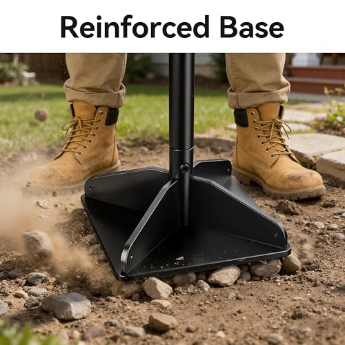 Heavy Duty Steel Tamper, 48" Handle Tamper with Comfortable Rubber Grip, 10×10" Garden Tamper Tool for Soil, Gravel, Asphalt & Lawn - size: 10*10