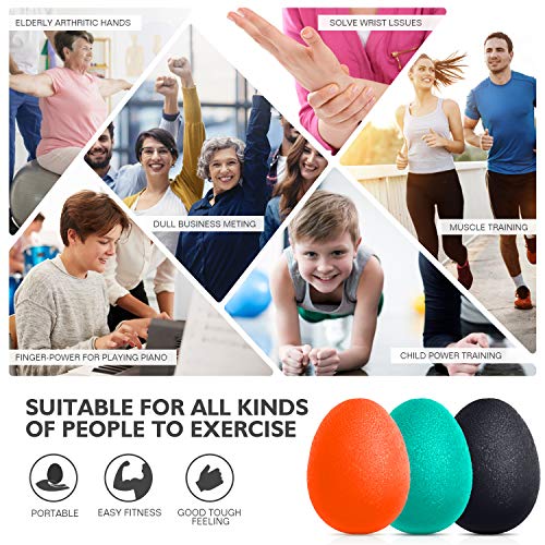 Peradix Hand Grip Strength Trainer, Stress Relief Ball, Wrist Rehab Therapy Hand Grip Equipment Ball Squishy Tools - Set of 3 Finger Resistance Exercise Squeezer