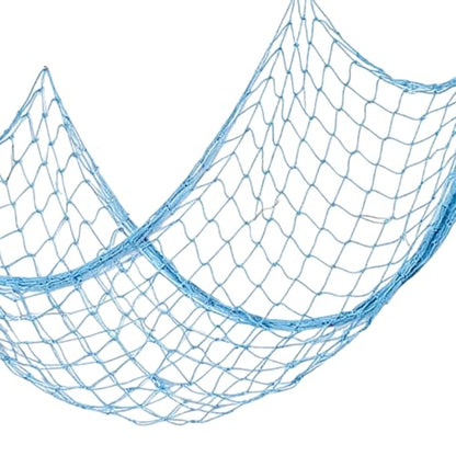 ITEFDTUTNE Natural Fishing Net Decor with Shells, Soft Cotton Rope Ocean Themed Mesh Wall Hanging Fish Net Decoration for Home Wedding Birthday Party Beach (Blue)