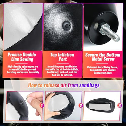Boxing Speed Ball Universal 8mm Screw Replaceable Spare Sandbag for Dynamic and Enduring Training Sessions（Black White）