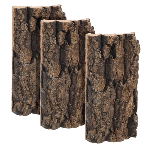 DOITOOL 3 Pcs Natural Cork Bark Aquarium Decor Reptile Tank Background Indoor Terrarium Decoration