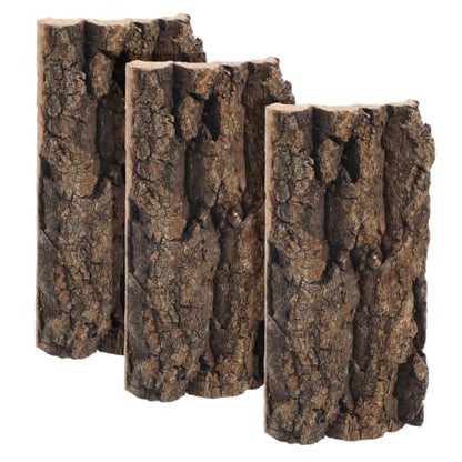 Ipetboom 3 Pcs Natural Cork Bark Terrarium Background 7.87X4.13X0.59In Reptile Tank Decor Aquarium Bark Wall Habitat for Gecko Lizard Tortoise Frog