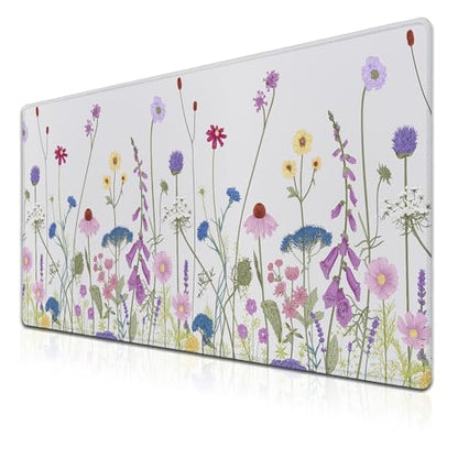 Desk Mouse Pad Flower Keyboard Mat, Mouse Pads Office Desk Pad, The Mousepad Non-Slip Rubber Base Waterproof with Stitched Edges, 35.4" X 15.7" for Work/Game/Office/Home Floral Nature Plant - color: Nature Plant