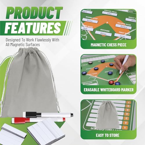 ZPU 40Pcs Baseball Lineup Board Magnets, 0.5 x 2.3 Inch(Board NOT Included) - style: Baseball Cards