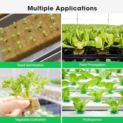 VIVOSUN 1 Inch Rockwool Cubes, 100 Plugs Grow Cubes for Hydroponics, Cuttings, Cloning, Plant Propagation, Seed Startling (Pack of 2) - size: 1"-100 Plugs (Pack of 2)