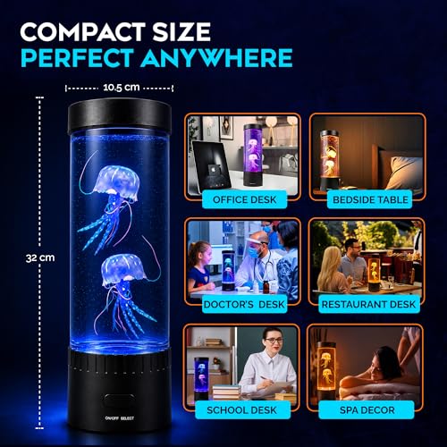 Jellyfish Lamp,16 Color Changing Mood Lamps, 4 Modes Aquarium Night Light, Artificial Fish Tank with Moving Fish, Sensory Room LED Lights for Autism, ADHD, Excellent Gift
