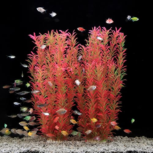 2 Pack Aquarium Decor Plastic Plants Extra Large 21 Inches Tall Fish Tank Decorations (Pink 2pcs) - color: Pink 2pcs