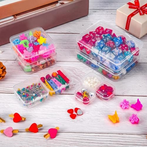24 Packs Small Clear Plastic Beads Storage Containers Box with Hinged Lid for Storage of Small Items, Crafts, Jewelry, Hardware(1.37 x 1.37 x 0.7 Inches) - size: 1.37 x 1.37 x 0.7 Inches